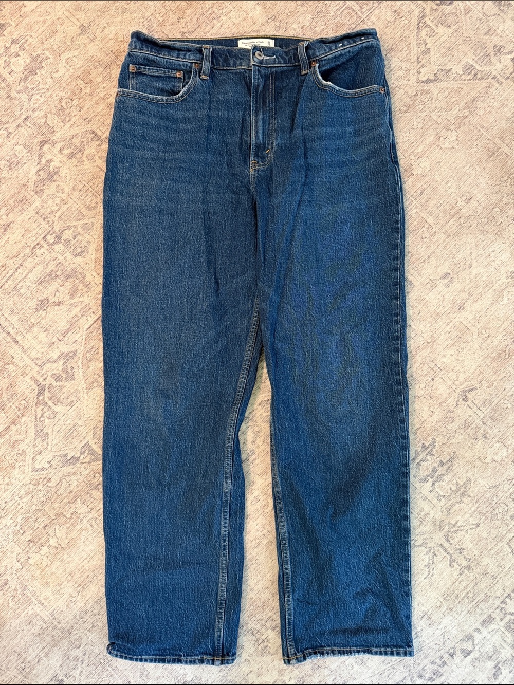 Abercrombie & Fitch Women’s Deep Blue Vintage Straight High Rise Jeans